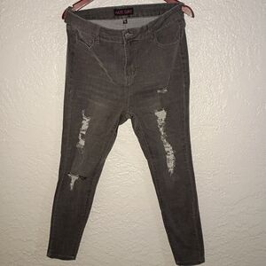 Haute Curve Charcoal Distressed Jeans